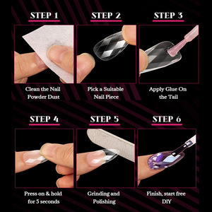 120 autocollants transparents géométriques pour ongles en forme de cercueil, capsules d'ongles artificiels 3D pour la décoration de manucure - Product Image 3