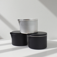 Pot à bougie en métal vide de 1 oz, 2 oz, 4 oz, 6 oz, noir, argent, contenant pour usine de bougies, logo personnalisé, forme ronde, boîte en étain