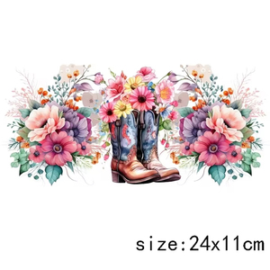 LETOP 1 Uds 16oz flor colorida bota de vaquero Luna sombrero vasos pegatinas de transferencia impermeables UV DTF Cup Wrap transferencias al por mayor - Product Image 2