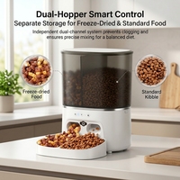 Distributeur automatique de nourriture pour animaux domestiques Way Audio, faible MOQ, 8L, en plastique écologique, peu encombrant, empilable, anti-colmatage, double trémie, double alimentation