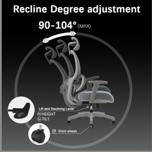 Meilleur fauteuil de bureau ergonomique moderne, réglable, multifonctionnel, à dossier haut, confortable, rotation à 360°, en maille, relaxant, <span class=keywords><strong>Ergohuman</strong></span> - Product Image 2