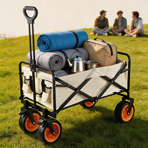 Direct Factory 400L Capacity Pickup Style Camping Wagon 12-Bearing Heavy Duty <b>Trolley</b> with 120cm Extended Tailgate - Product Image 1