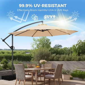 Cantilever Offset Colgando Patio Mercado al aire libre Paraguas Protección UV con inclinación y manivela Embalaje de pedido por correo - Product Image 3