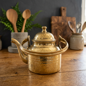 <b>Vintage</b> Brass Tea <b>Kettle</b> With Lid And Handle Water Pot Metal <b>Kettle</b> - Product Image 4
