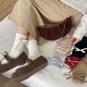 Chaussettes longues de luxe en cachemire de vison avec nœud Coquette, chaudes pour l'hiver, au-dessus du genou, douces et duveteuses, style Balletcore, pour femme - Product Image 2