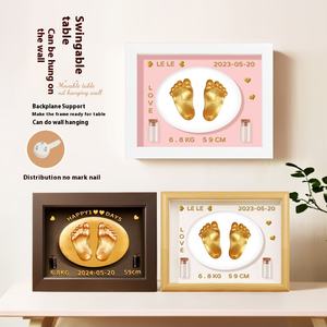 Nouveau-né un an commémoratif bois cadre Photo empreinte <span class=keywords><strong>de</strong></span> main <span class=keywords><strong>de</strong></span> bébé empreinte souvenir <span class=keywords><strong>de</strong></span> <span class=keywords><strong>cheveux</strong></span> fœtaux pour cent jours un an - Product Image 4