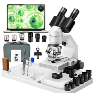 Microscope biologique LED 2000x avec caméra 1080p, mise au point automatique, prise en charge de l'affichage externe, garantie 1 an - Équipement de laboratoire pour étudiants - Product Image 1
