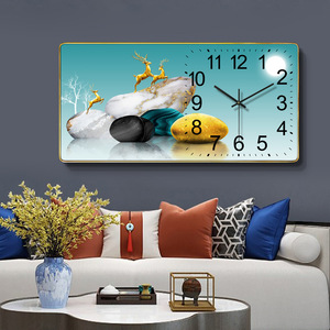 Horloge murale de peinture en porcelaine de cristal personnalisée Décoration de salon d'art animalier Suspension murale 3D Peinture en verre Décoration intérieure - Product Image 2