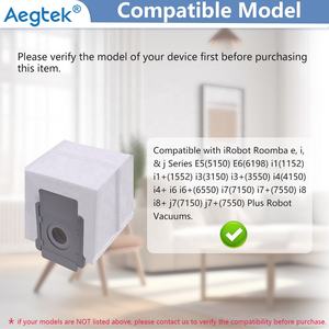 Piezas de repuesto de la serie E I & J, paquete de 8 bolsas de polvo con cremallera reutilizables, eliminación automática de suciedad para Robot <span class=keywords><strong>aspirador</strong></span> IRobot Roombas - Product Image 3
