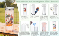 Gobelet isotherme à double paroi de 20 oz, pré-percé pour sublimation, effet boule à neige, intérieur pailleté, extérieur en acier inoxydable, sans BPA