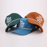 Gorra Deportiva de Alta Calidad con Logotipo Bordado en 3D Personalizado, Gorra de Béisbol de Pana de 5 Paneles Sin Estructura para Hombre