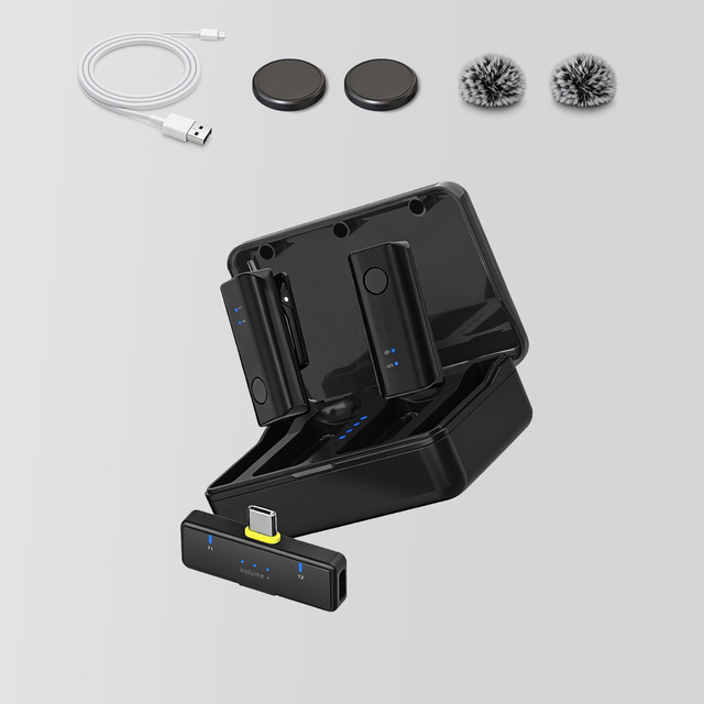 Manufacture Price OEM Wireless Clip Microphone for TikTok Live Streaming 2.4G 150m Dual Channel Type-C CE FCC for Smart Phone