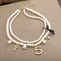Élégant collier de perles multicouches tour de cou de mariage femmes Designer numéro 5 bijoux fins accessoires cadeaux de fête catalogue de luxe