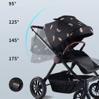 Poussette bébé réversible à grandes roues en caoutchouc, haute vue, pour nouveau-né et tout-petit