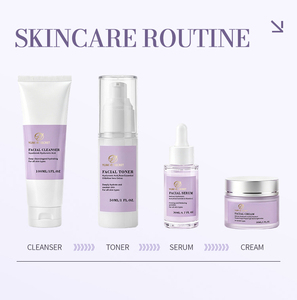 Ensemble de soins de la peau anti-âge en marque privée, 4 pièces, nettoyant <span class=keywords><strong>visage</strong></span>, sérum, crème, tonique, anti-acné, blanchissant, <span class=keywords><strong>kit</strong></span> de soins <span class=keywords><strong>du</strong></span> <span class=keywords><strong>visage</strong></span> pour femmes - Product Image 5