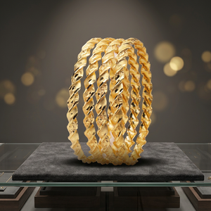 Oro Joyeria Luxury Gold-<b>Filled</b> Brass Bangles Traditional Style Fashion Bracelets with Dye Gold Finish - Product Image 5