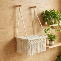 Hamac mural pour chat en macramé tressé à la main, style bohème de luxe moderne, avec pompons, en corde de coton, pour balcon intérieur, OEM disponible