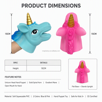 Marioneta de Mano de Unicornio de PVC Suave para Niños, Juguete de Animal para Jugar a Roles, Marioneta de Dedo para Contar Historias, para Niños Pequeños y Preescolares