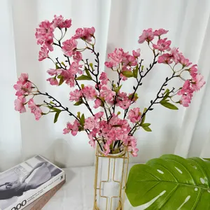High Quality Decoration Silk White Pink Sakura Flowers Artificial Cherry Blossom Flower Centerpieces