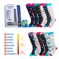 Chaussettes de compression respirantes avec logo personnalisé, genou 15-20 mmhg, cyclisme, fitness, badminton, course à pied, cyclisme, infirmière, football