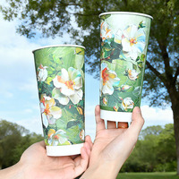 Gobelet en papier blanc à motif floral personnalisé Gobelets en papier jetables à emporter pour boissons chaudes à emporter à double paroi pour le thé et le café