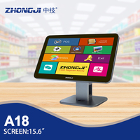 ZHONGJI A18 Çift Tablet Dokunmatik POS Terminali 360 Derece Döndürülebilir Yükseklik Ayarlı Hepsi Bir Arada Mağaza İçin Yazarkasa
