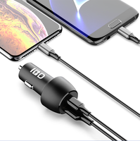 IBD 38W chargeur de voiture à double port charge rapide USB type c PD 3.0 30W & QC3.0 18W avec protection OTP chargeur de téléphone en matériau PC