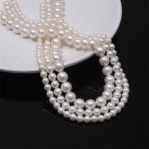 SOJI Whole Sale 6-24mm Cheap ABS Plastic Pearl Round Loose Beads With Hole Pearl Beads For Jewelry Making DIY Crafts