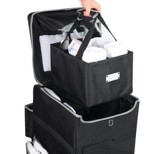 कस्टम भारी शुल्क पॉलिएस्टर कैप + सफाई कैडी उपकरण वाहक त्वरित होटल हाउकीपिंग सफाई कार्ट ट्रॉली विशेष बैग - Product Image 4