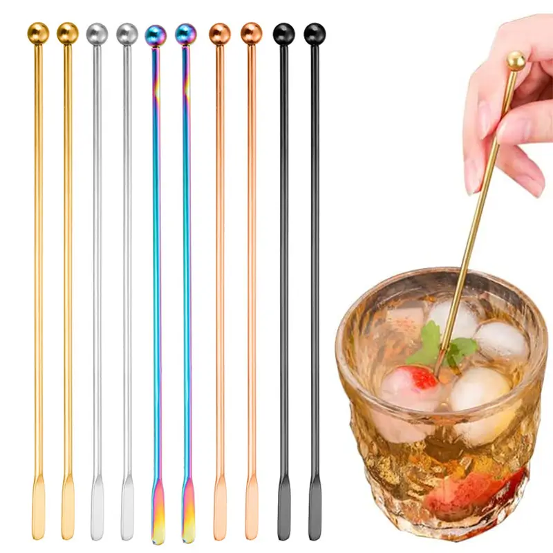 Outils de bar Agitateurs de boissons à café Agitateur de bâton de boisson en métal personnalisé avec agitateurs en acier inoxydable à palettes