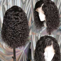 Perruque Bob Brésilienne pour Femmes Noires, Courte et Bouclée, Cheveux Humains, Lace Front HD, Perruque Frontale Complète avec Baby Hair