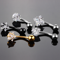 Lingchee personnalisé 14G nombril Piercing bijoux rond cristal nombril anneaux PVD Ombligo Piercing bijoux de corps