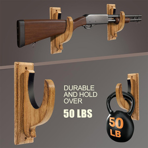 Wooden Rifle Rack Wall Mounted U Shaped Gun Storage For Garage Hunting Display - Product Image 3
