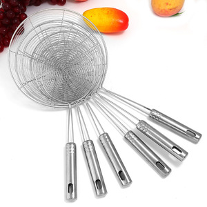 Stainless Steel Wire Mesh Strainer Spoon Set 5 Sizes Long Handle For Noodles Oil Hot Pot - Product Image 1