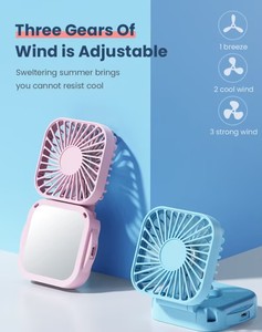 Summer Cooling Small Handheld Portable Pocket Square Makeup <b>Mirror</b> Fan <b>Foldable</b> and Outdoor Use - Product Image 6