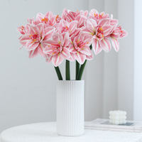 Fleurs artificielles en latex à haute simulation et toucher réel, Amaryllis, Clivia, Hippeastrum pour la décoration du salon, du bureau ou du porche