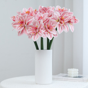 Fleurs artificielles en latex à haute simulation et toucher réel, <span class=keywords><strong>Amaryllis</strong></span>, Clivia, Hippeastrum pour la décoration du salon, du bureau ou du porche - Product Image 3