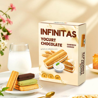 Biscuits en gros saveur chocolat et crème de yaourt, enroulés, semi-mous, type sandwich, en boîte, pour la vente en gros (OEM)