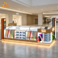 Kiosque de centre commercial au design moderne pour téléphones portables, avec éclairage LED intégré, kiosque d'accessoires pour téléphones pour boutique numérique