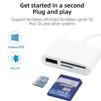 Lecteur de carte OTG Micro USB de type C Câble USB 3 en 1 Lecteur de carte SD/TF Connecteur USB Transfert de données Lecteur flash Disque Adaptateur OTG