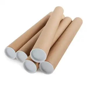 Custom recyclable cylinder cardboard mailing tubes poster paper tube packaging with end caps for yoga mat