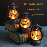 Nouvelle lanterne décorative vintage portable en forme de citrouille d'Halloween en PVC, lampe à huile effrayante pour les fêtes