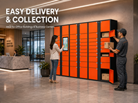 Sistema de Recogida de Paquetes Inteligente con Pantalla Táctil, Autoservicio, Resistente a la Intemperie, Duradero, para Apartamentos, Oficinas y Comercios