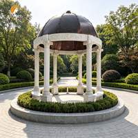 Gazebo de Mármol Blanco MILY, Estilo Occidental, Tallado a Mano, para Jardín o Parque al Aire Libre