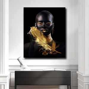 Prezzo all'ingrosso nero signora stampato pittura su tela di stampa sulle pitture murali per la decorazione della casa - Product Image 4