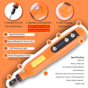 Bộ Dụng Cụ Mài Quay Mini Không Dây  Máy Mài Điện Cầm Tay cho Công Việc Mộc: Chà Nhám, Khoan, Khắc & Chạm Trổ - Product Image 5
