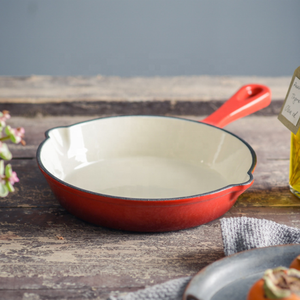 Sartén redonda <span class=keywords><strong>de</strong></span> <span class=keywords><strong>hierro</strong></span> fundido esmaltado para cocina, sartén multiusos con recubrimiento <span class=keywords><strong>de</strong></span> esmalte <span class=keywords><strong>de</strong></span> porcelana y boquilla - Product Image 5