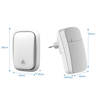 Sonnette intelligente connectée sans fil, auto-alimenté, sans batterie, 1 transmetteur, 1 récepteur