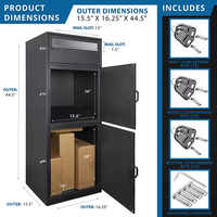 Boîte à colis extérieure sur pied en acier sur mesure JH-Mech Advanced Push Lock & Patented Shelf pour colis volumineux