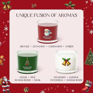 LANJO Christmas Glass Jar Scented <b>Candle</b> Gift <b>Set</b> 3 Pack 100% Soy Wax Aromatherapy <b>Candles</b> Home Bedroom Decor Holiday Birthday - Product Image 5